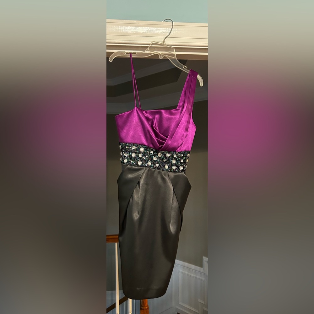 Teeze Me Purple and Gray Formal Dress